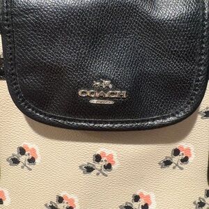 Coach Floral Cream Tote with Pink and Black Accents